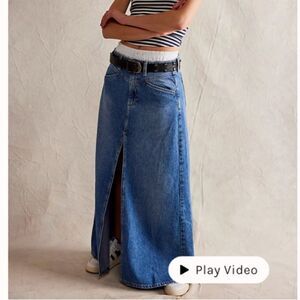 NWT We The Free Come As You Are Denim Maxi Slit Skirt Free People Blue